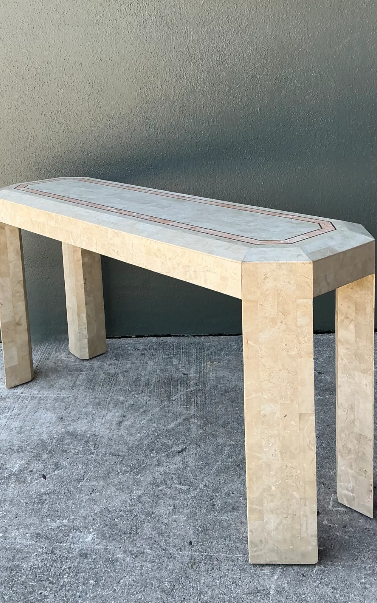 Vintage Tessellated Stone Console Table - Close-up view