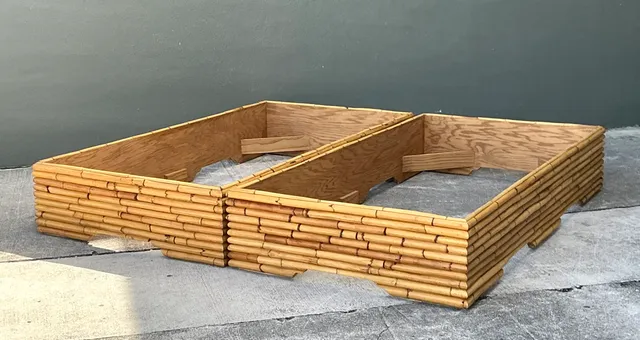 Vintage Stacked Rattan King Bed Base - Pair — additional photo 7