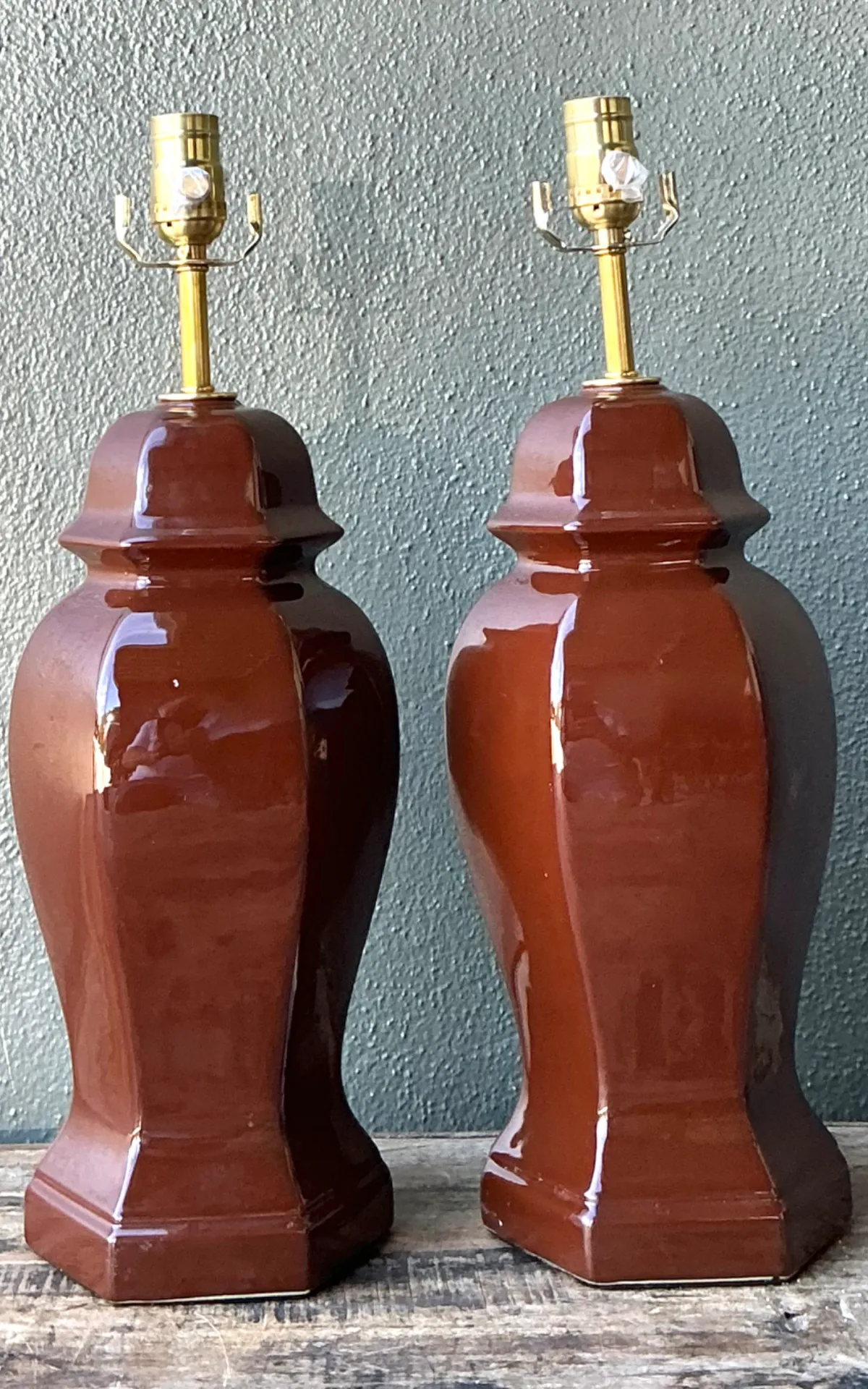 Vintage Ceramic Ginger Jar Table Lamps - A Pair — additional photo 2