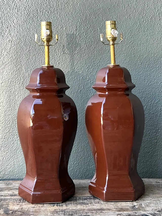 Vintage Ceramic Ginger Jar Table Lamps - A Pair — additional photo 4
