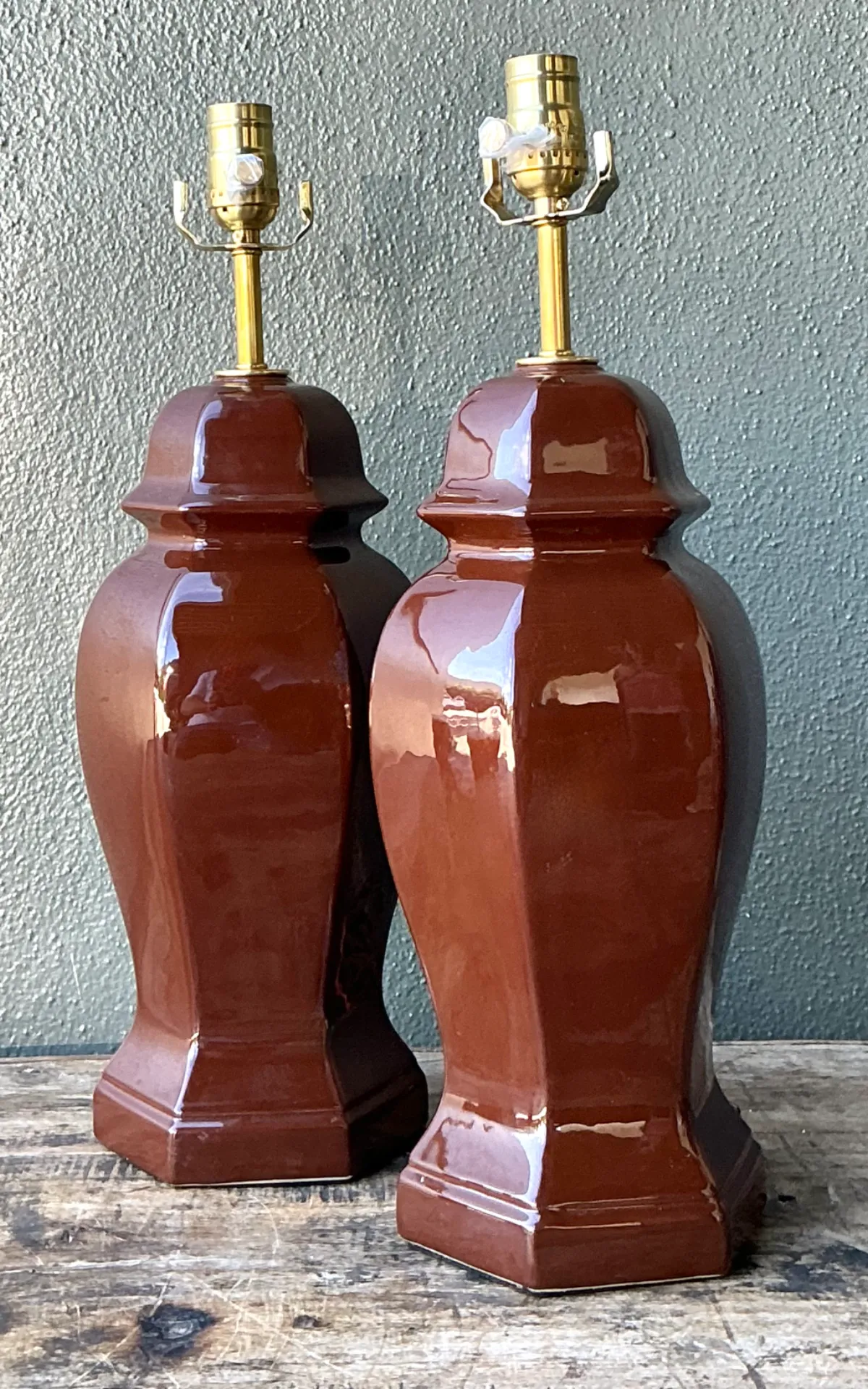 Vintage Ceramic Ginger Jar Table Lamps - A Pair — additional photo 6