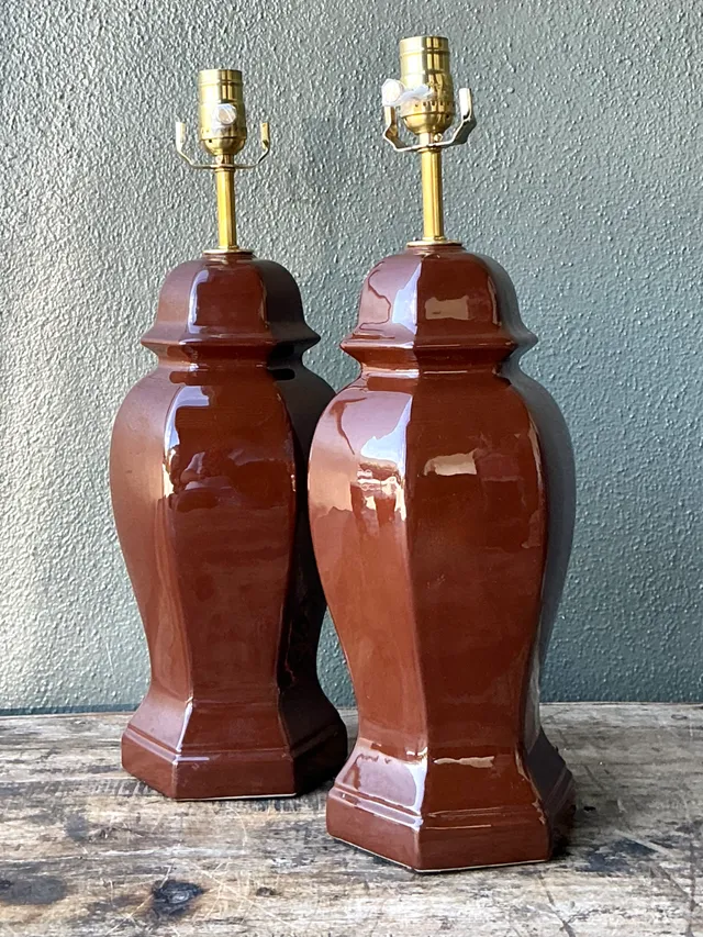 Vintage Ceramic Ginger Jar Table Lamps - A Pair — additional photo 6
