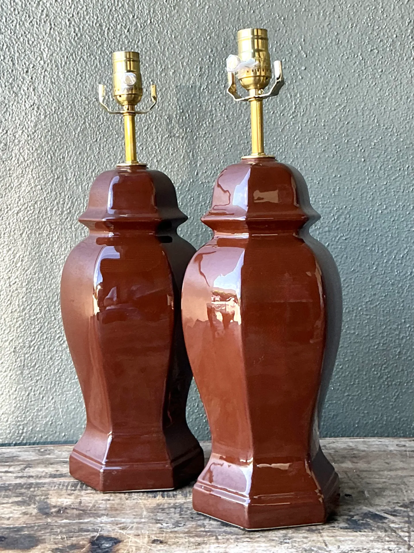 Vintage Ceramic Ginger Jar Table Lamps - A Pair — additional photo 1