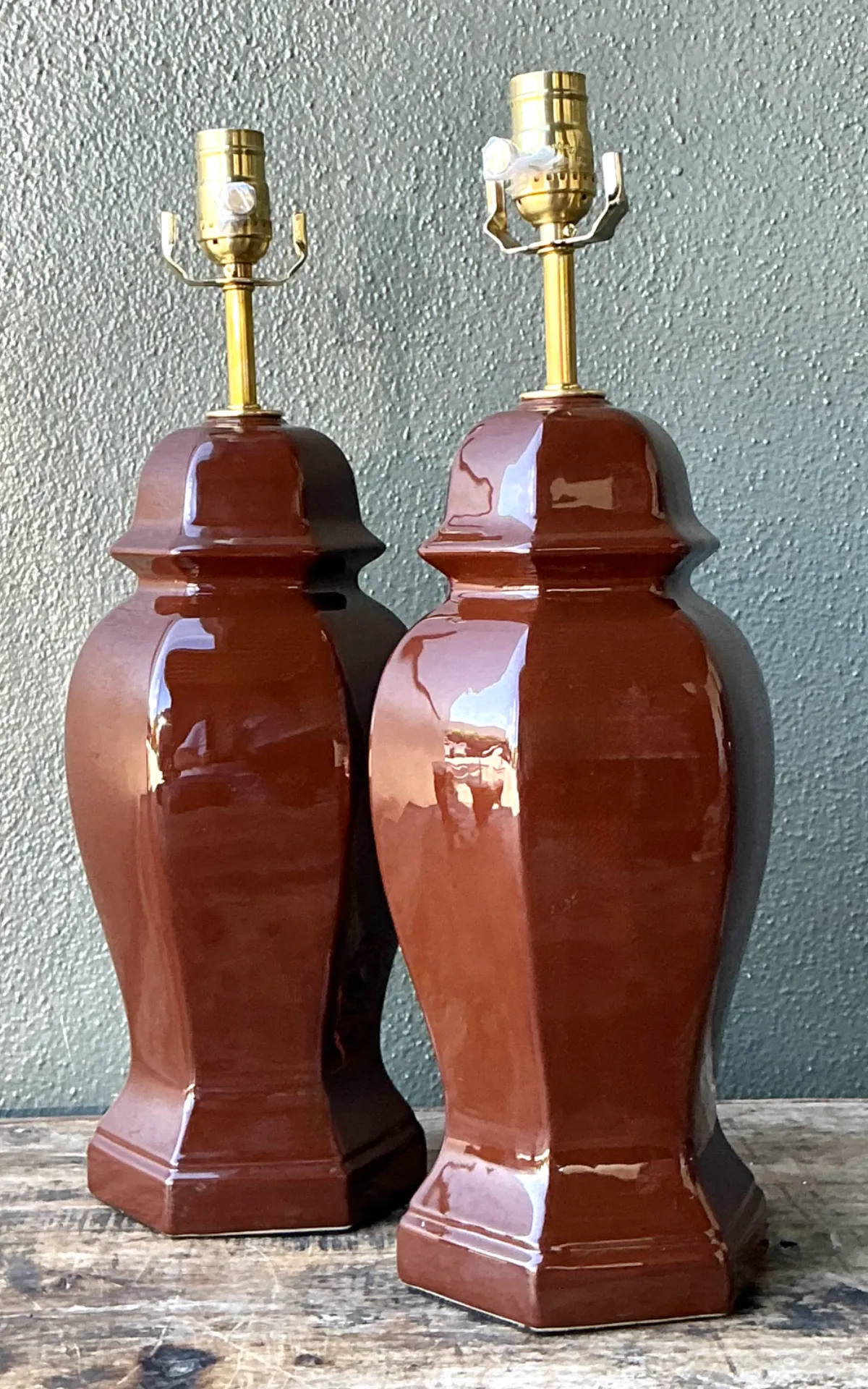 Vintage Ceramic Ginger Jar Table Lamps - A Pair
