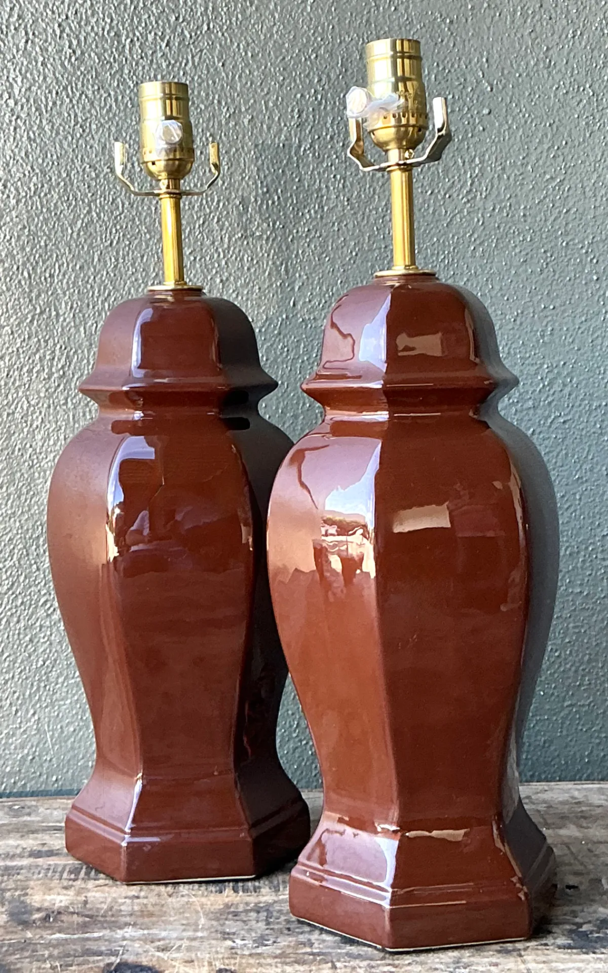Vintage Ceramic Ginger Jar Table Lamps - A Pair — additional photo 3