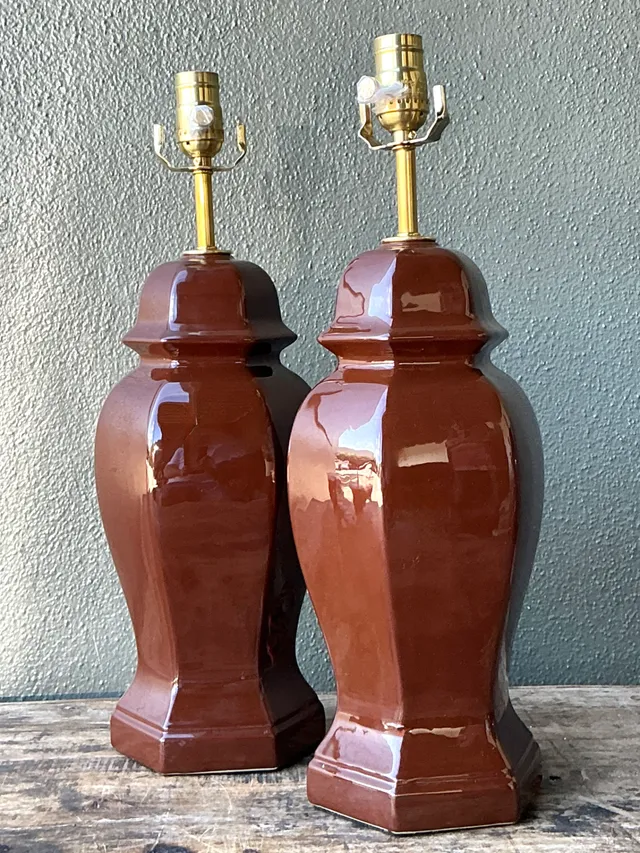 Vintage Ceramic Ginger Jar Table Lamps - A Pair — additional photo 3