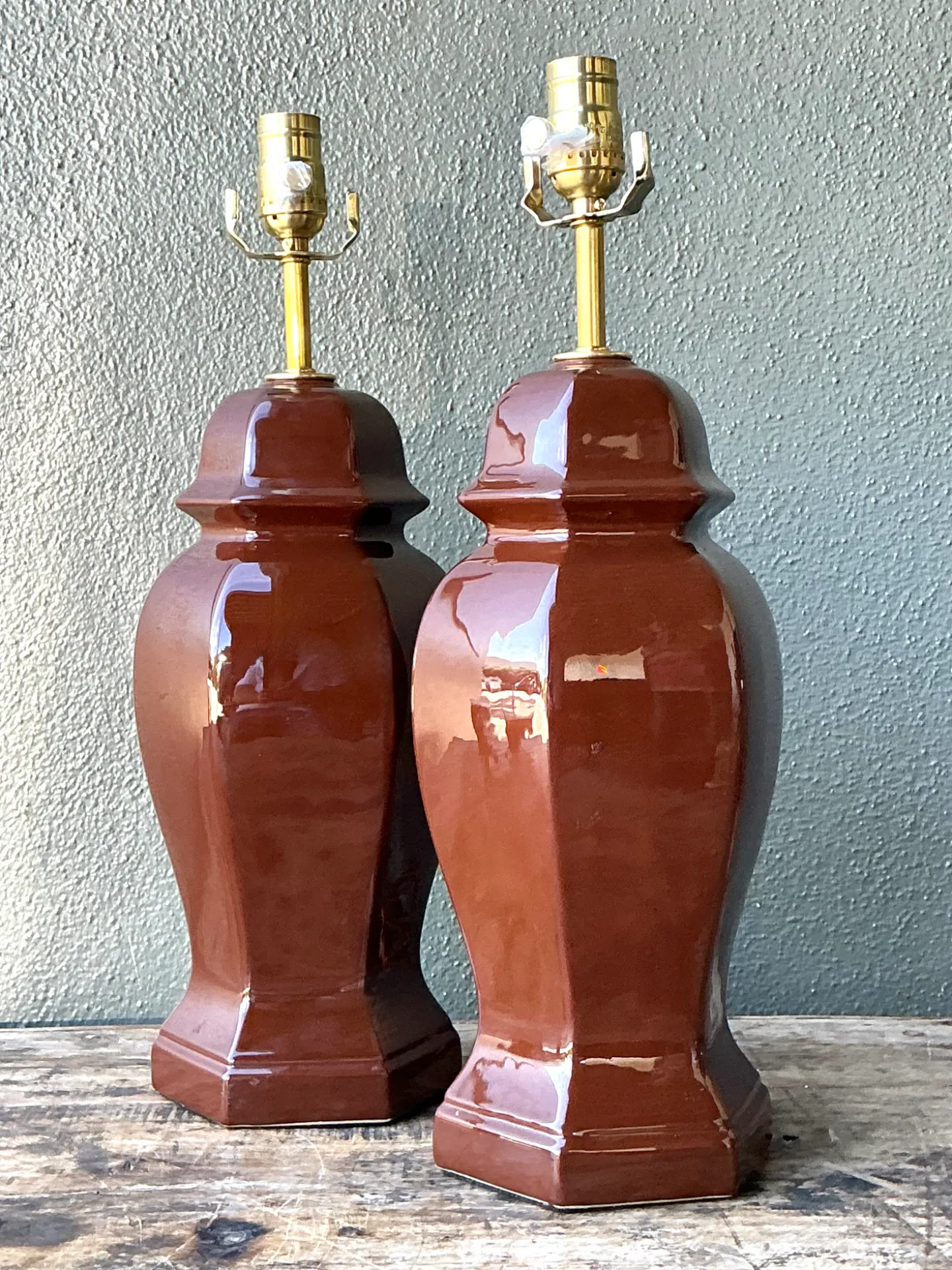 Vintage Ceramic Ginger Jar Table Lamps - A Pair — additional photo 5