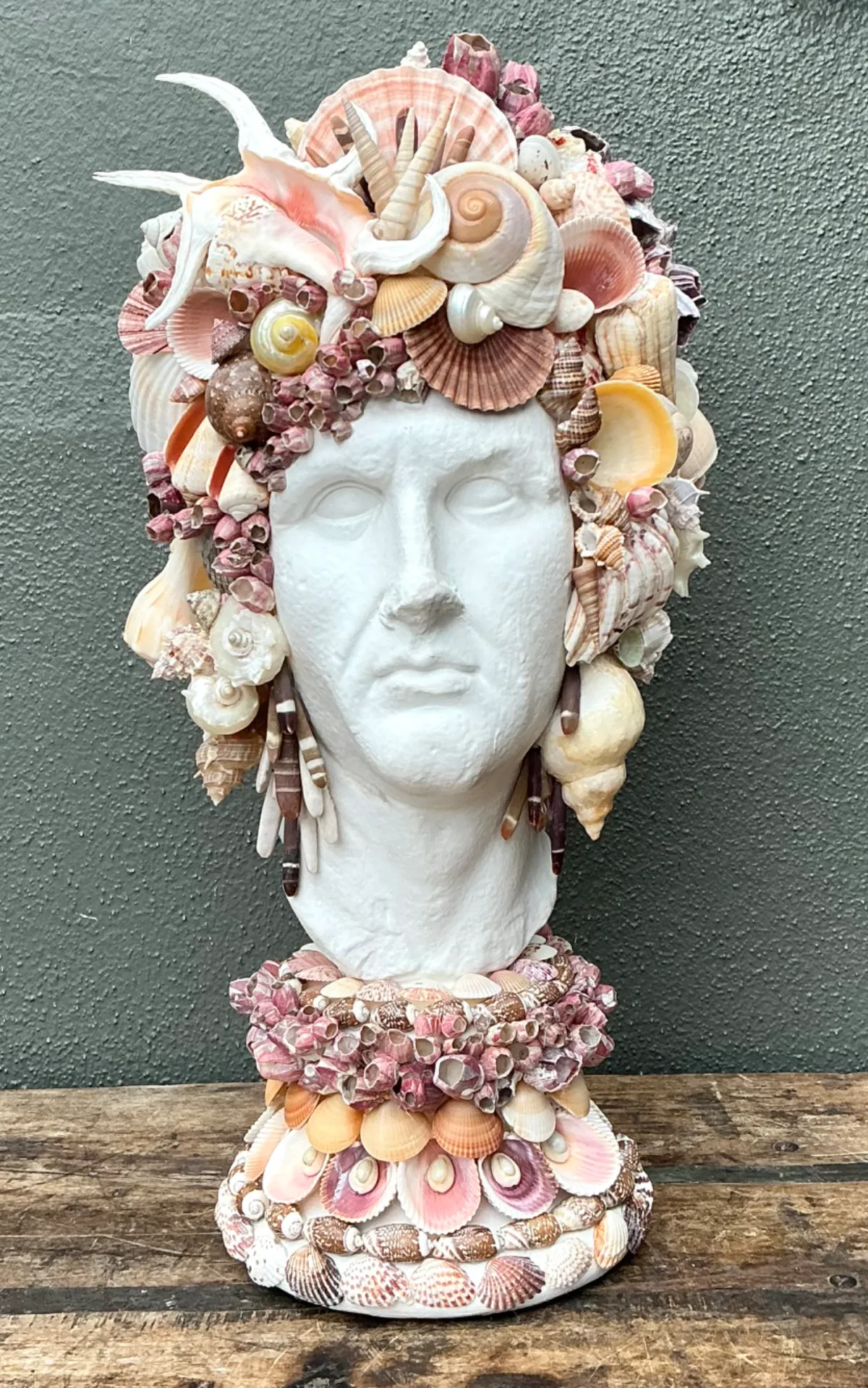 Vintage Shell Embellished Plaster Bust — additional photo 2