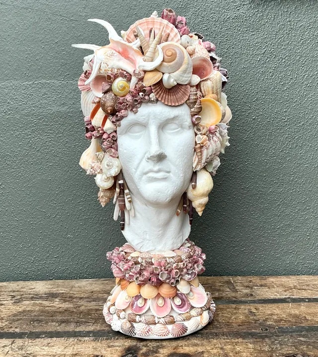 Vintage Shell Embellished Plaster Bust — additional photo 2
