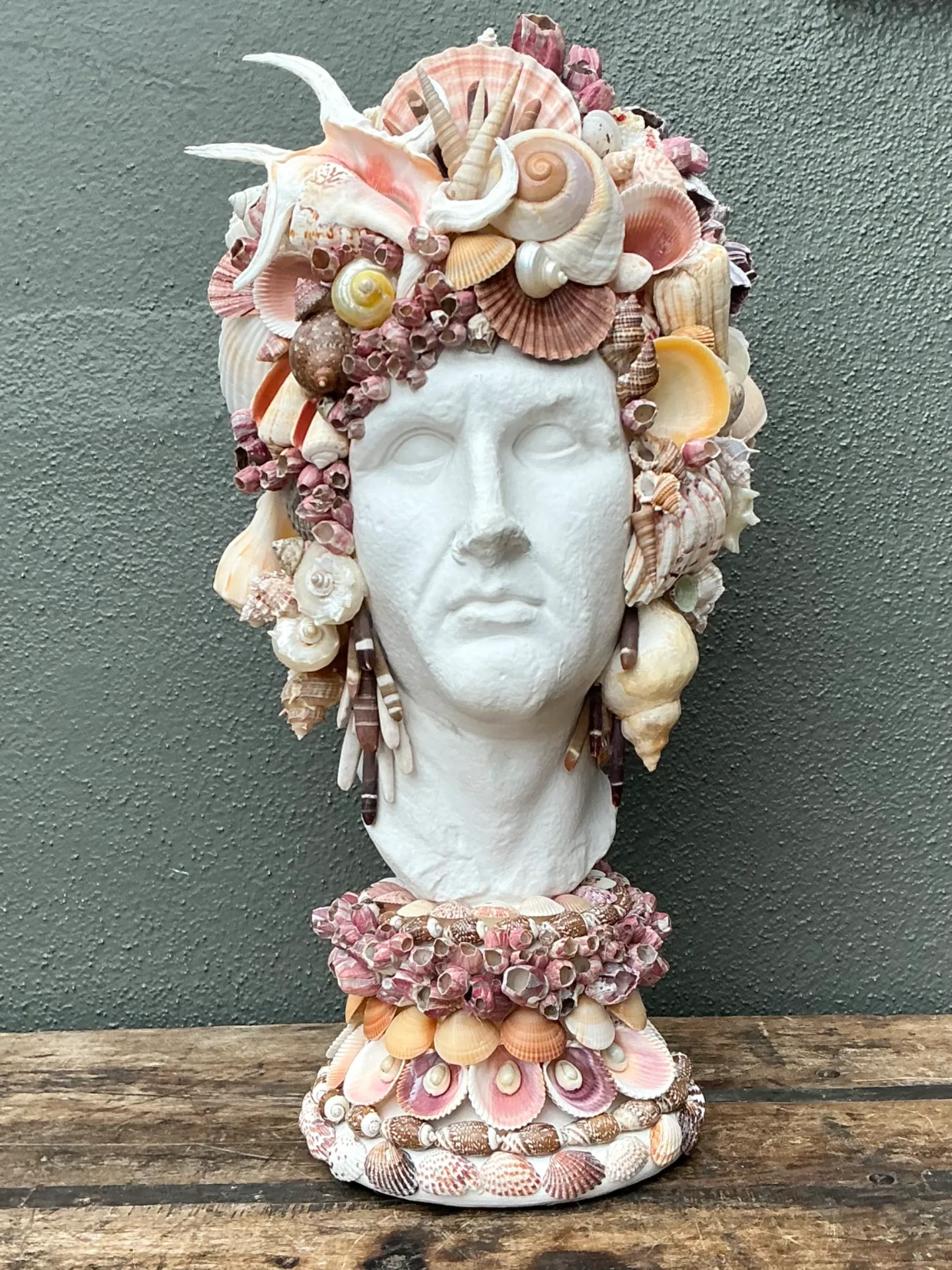 Vintage Shell Embellished Plaster Bust — additional photo 8