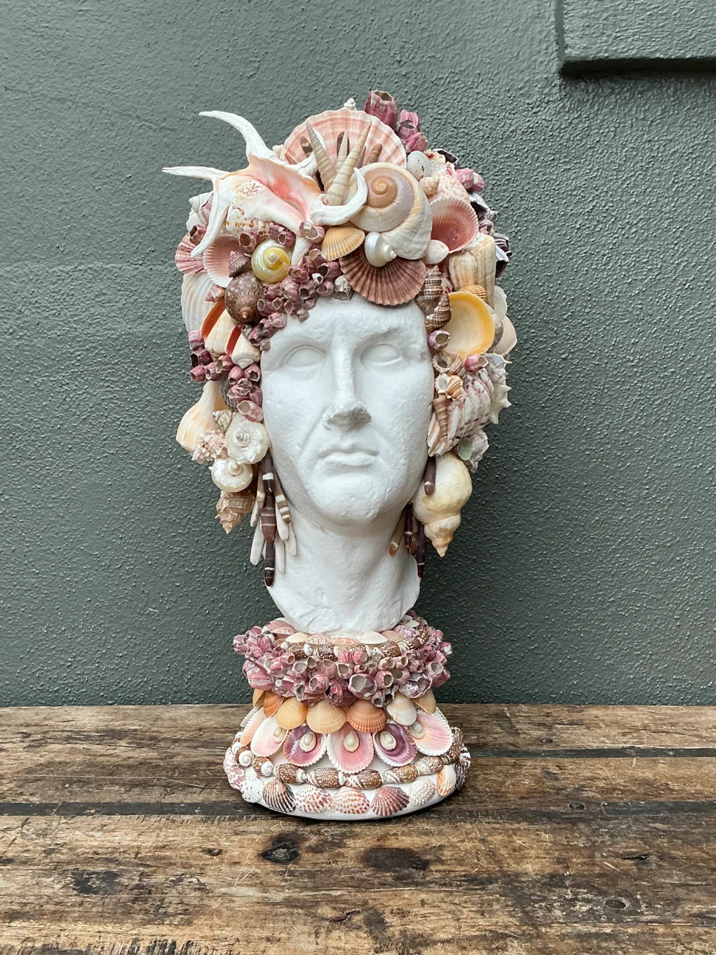 Vintage Shell Embellished Plaster Bust — additional photo 5