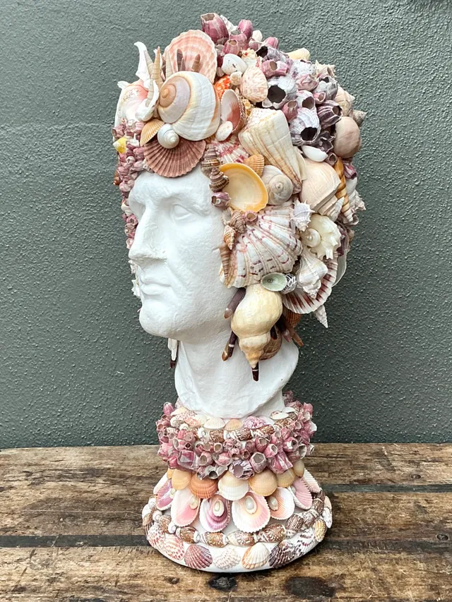 Vintage Shell Embellished Plaster Bust — additional photo 1