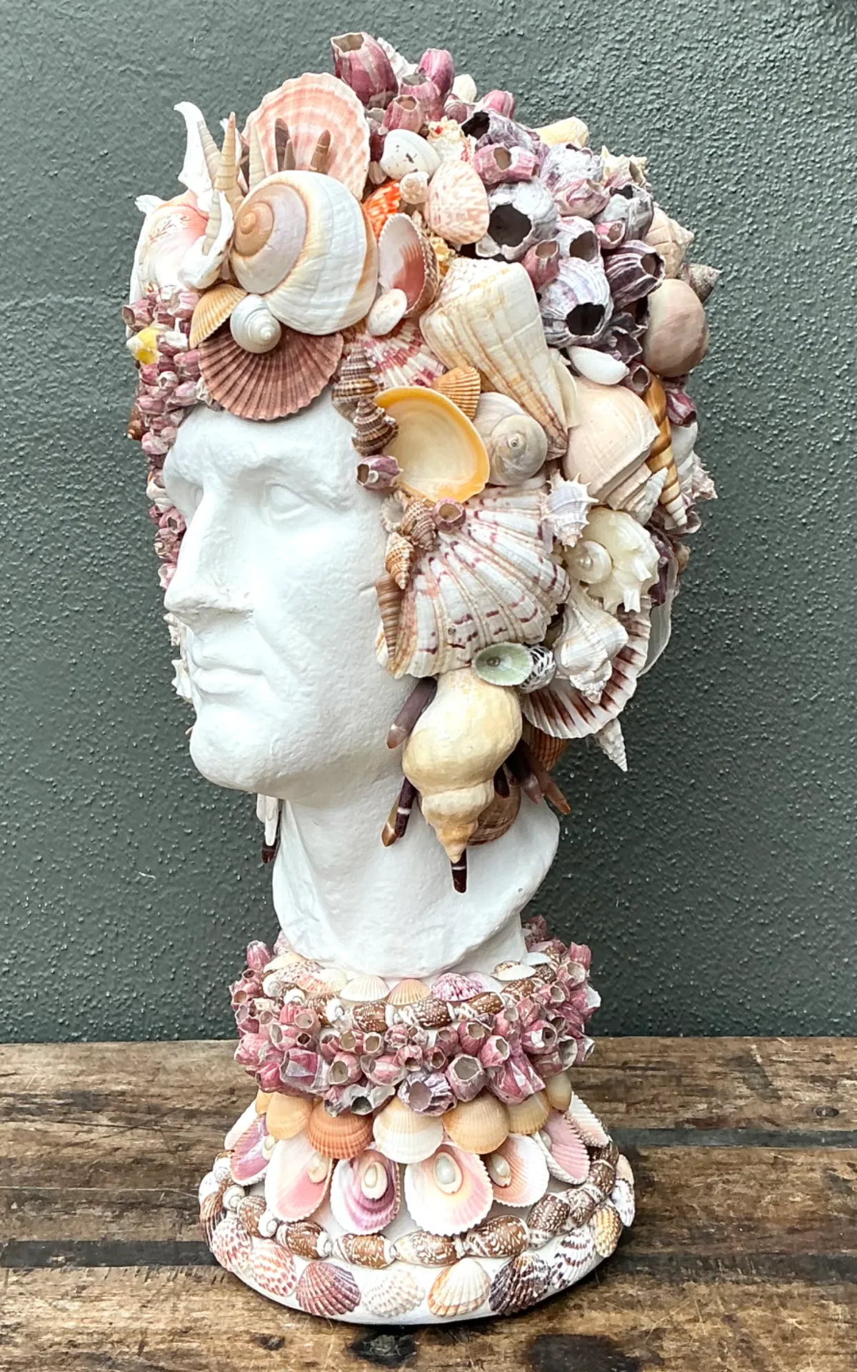 Vintage Shell Embellished Plaster Bust — additional photo 3