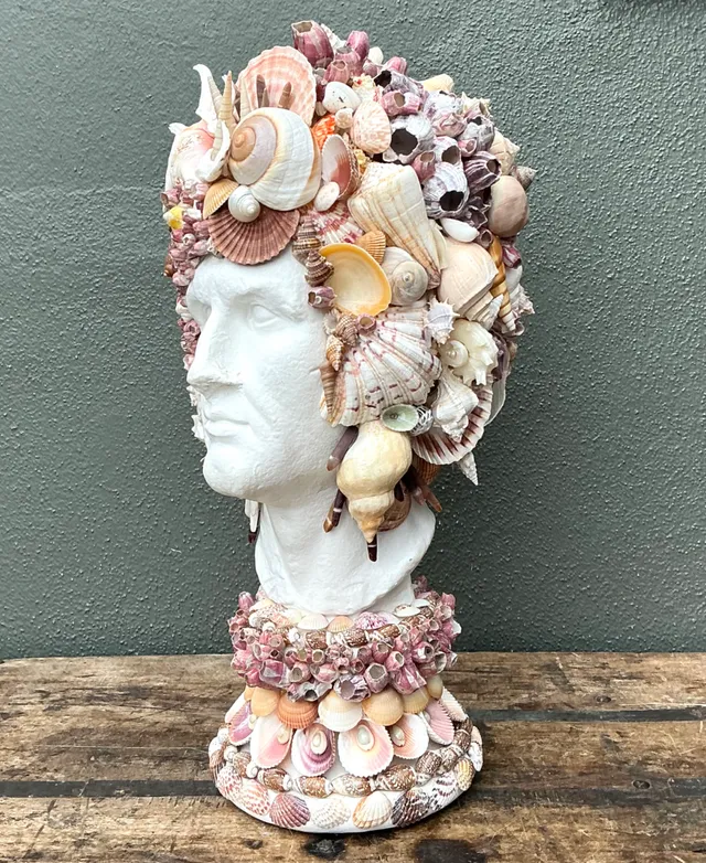 Vintage Shell Embellished Plaster Bust — additional photo 3