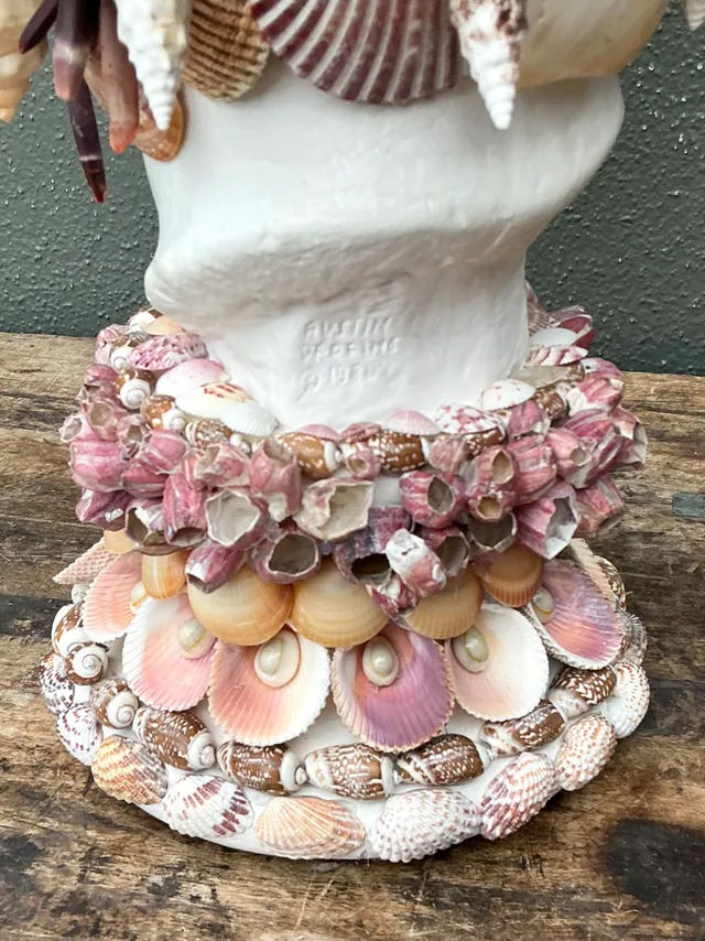 Vintage Shell Embellished Plaster Bust — additional photo 4