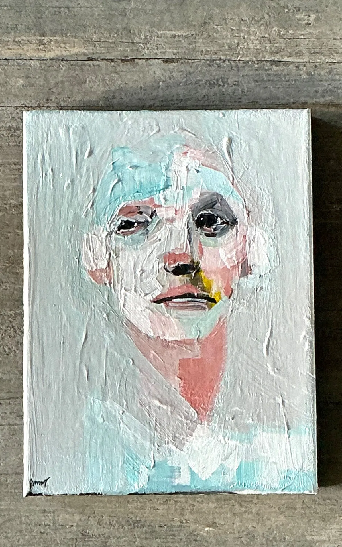 Vintage Abstract Expressionist Portrait Painting