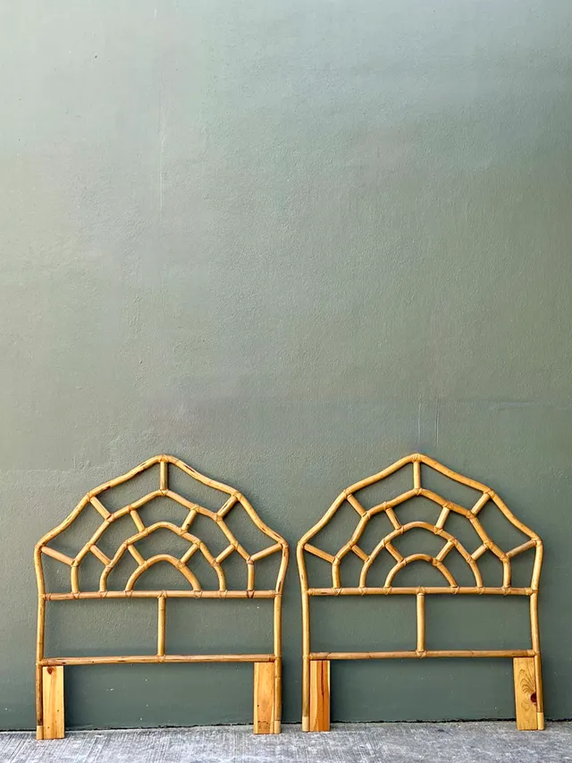 Vintage Rattan Web Twin Headboards - Pair — additional photo 1