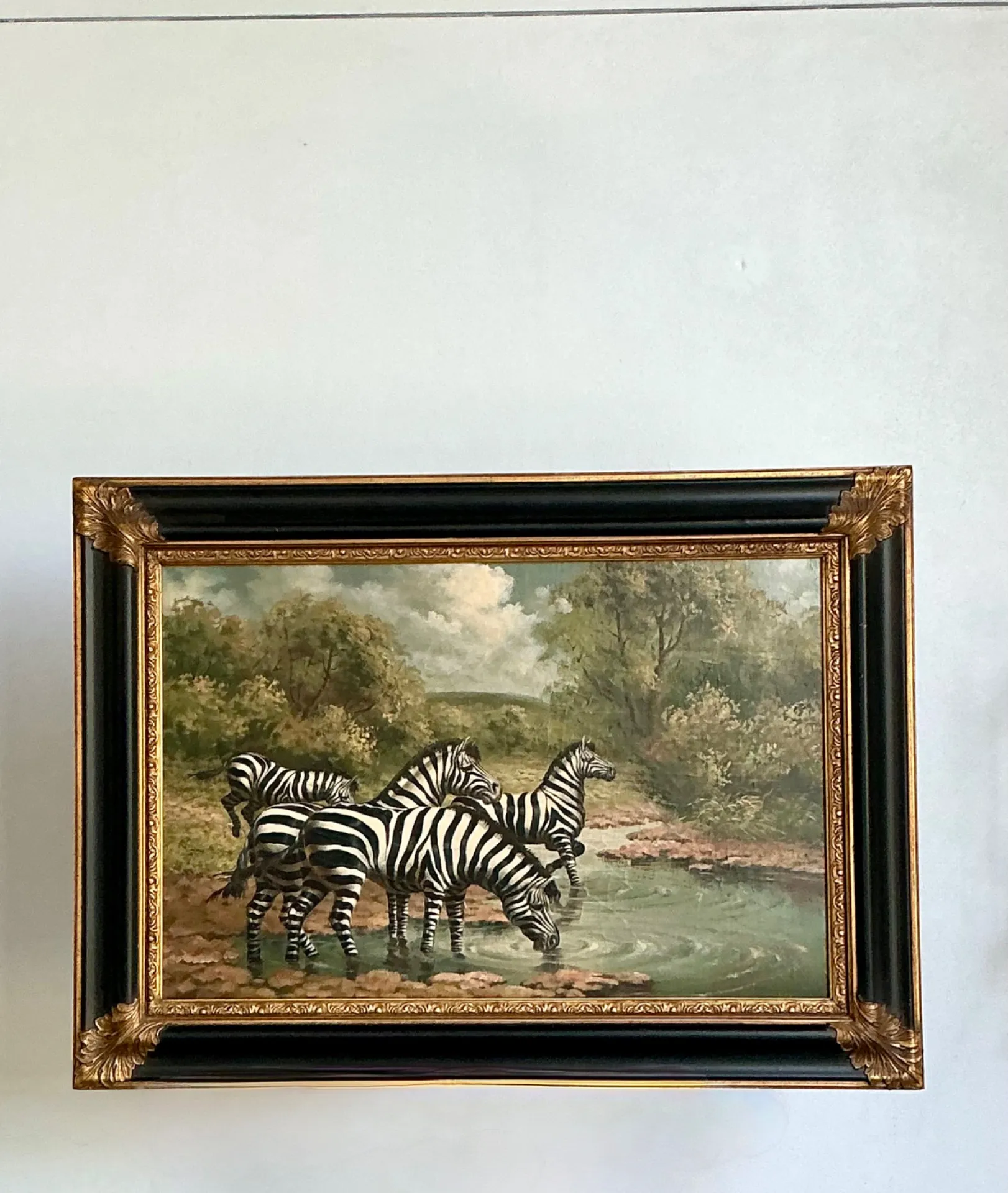 Vintage Zebra Landscape Oil Painting — additional photo 5