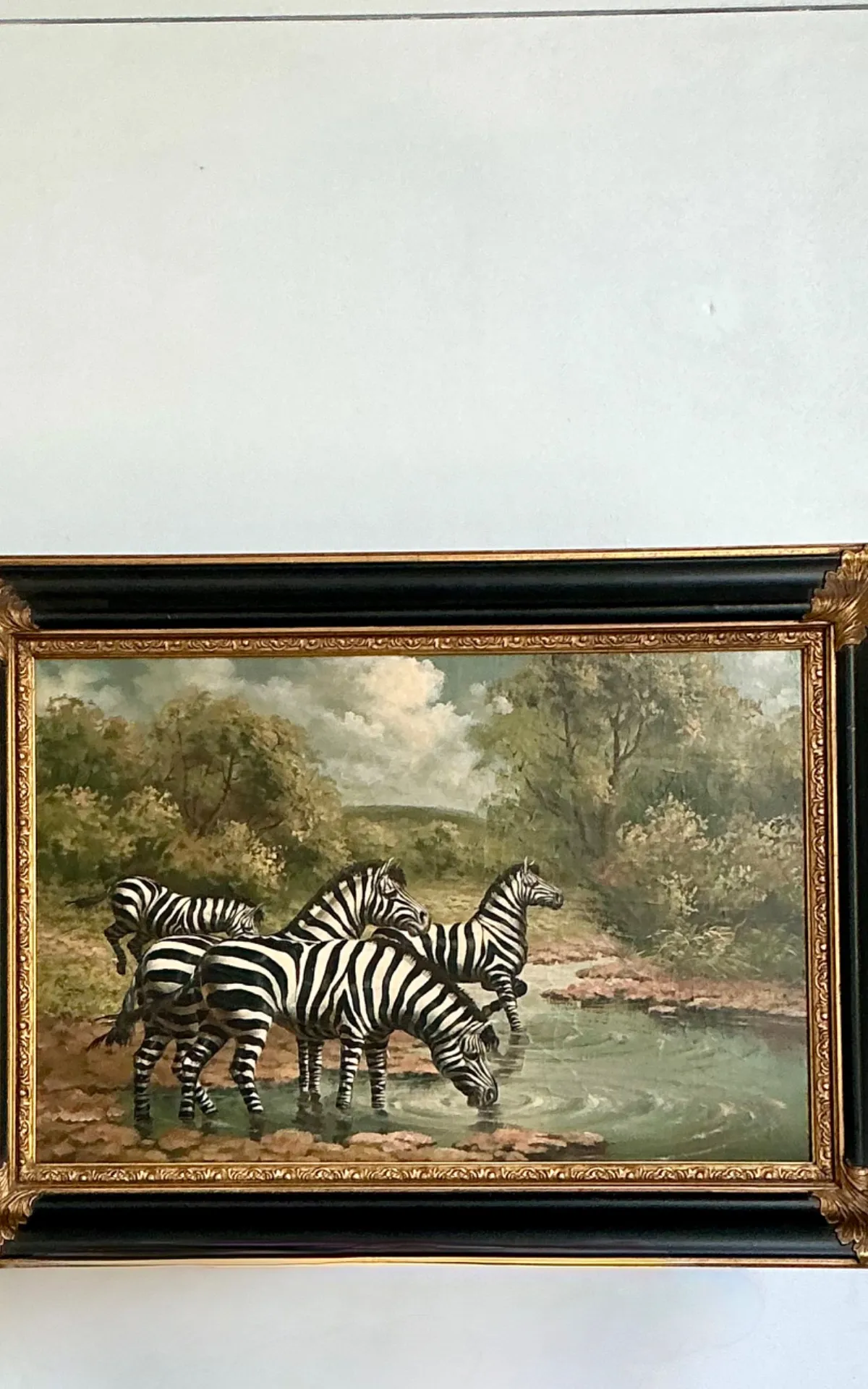 Vintage Zebra Landscape Oil Painting — additional photo 5