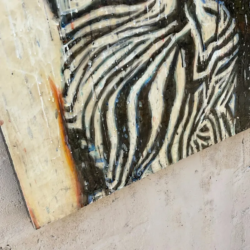 Vintage Sylvan Roberge Encaustic Portrait of a Woman - Angle view