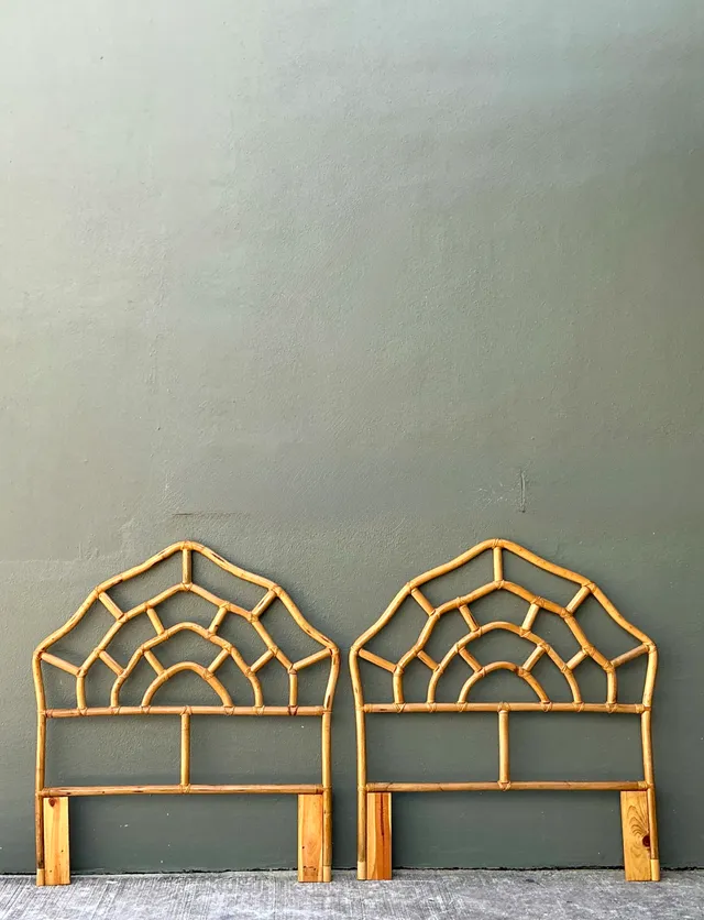 Vintage Rattan Web Twin Headboards - Pair — additional photo 5