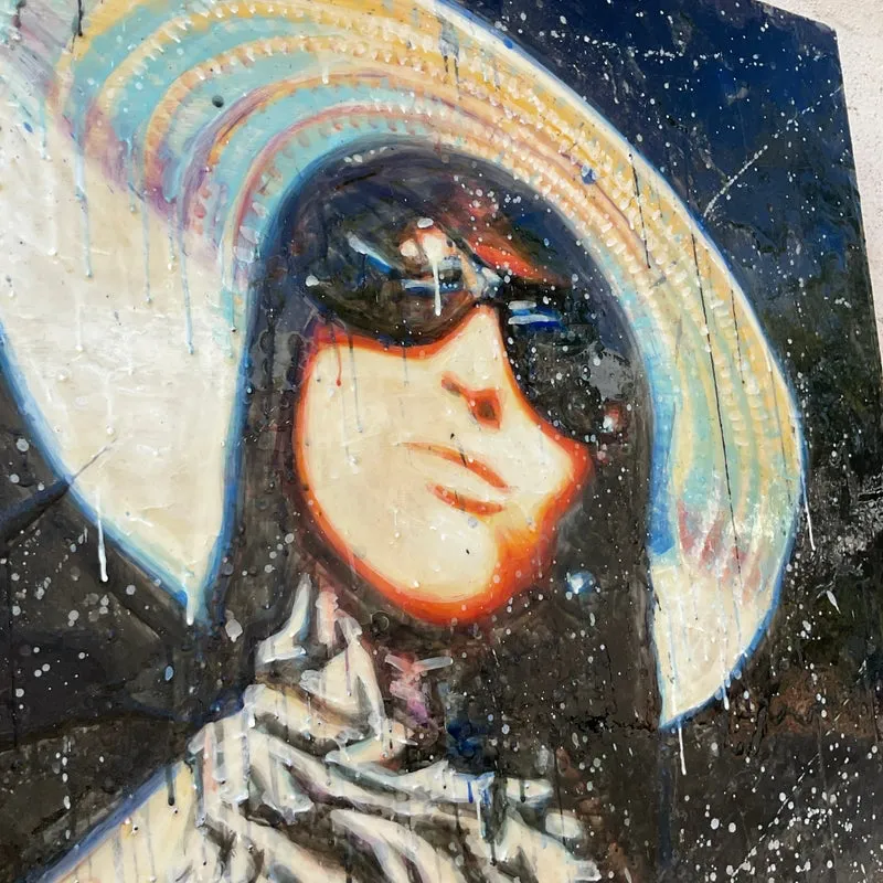 Vintage Sylvan Roberge Encaustic Portrait of a Woman - Top view
