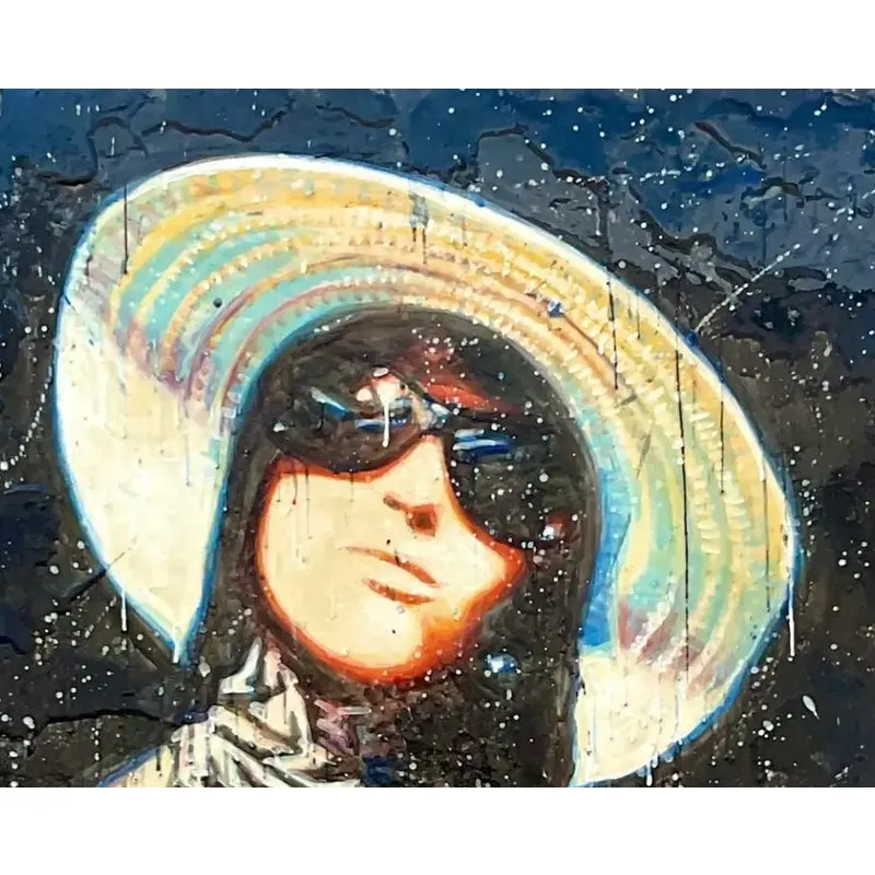Vintage Sylvan Roberge Encaustic Portrait of a Woman - Back view