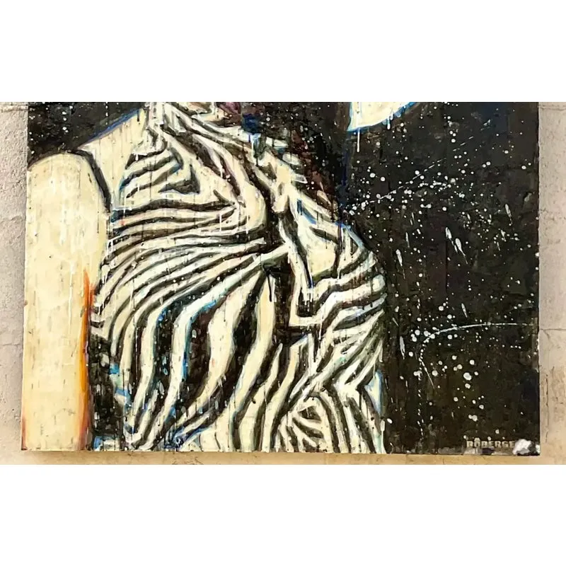Vintage Sylvan Roberge Encaustic Portrait of a Woman - Side view