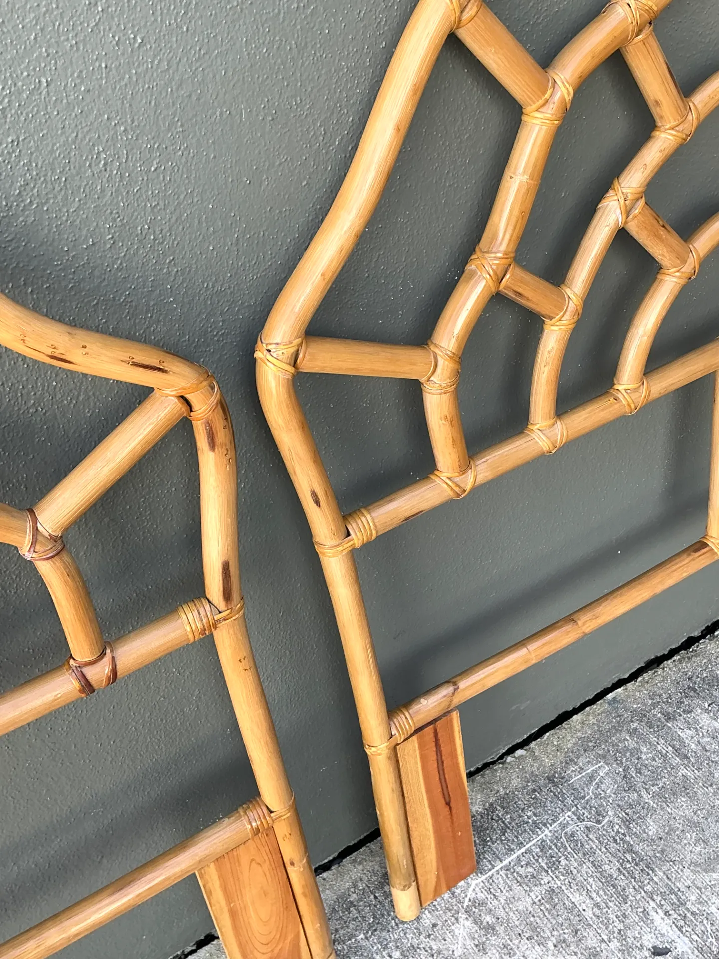 Vintage Rattan Web Twin Headboards - Pair — additional photo 6