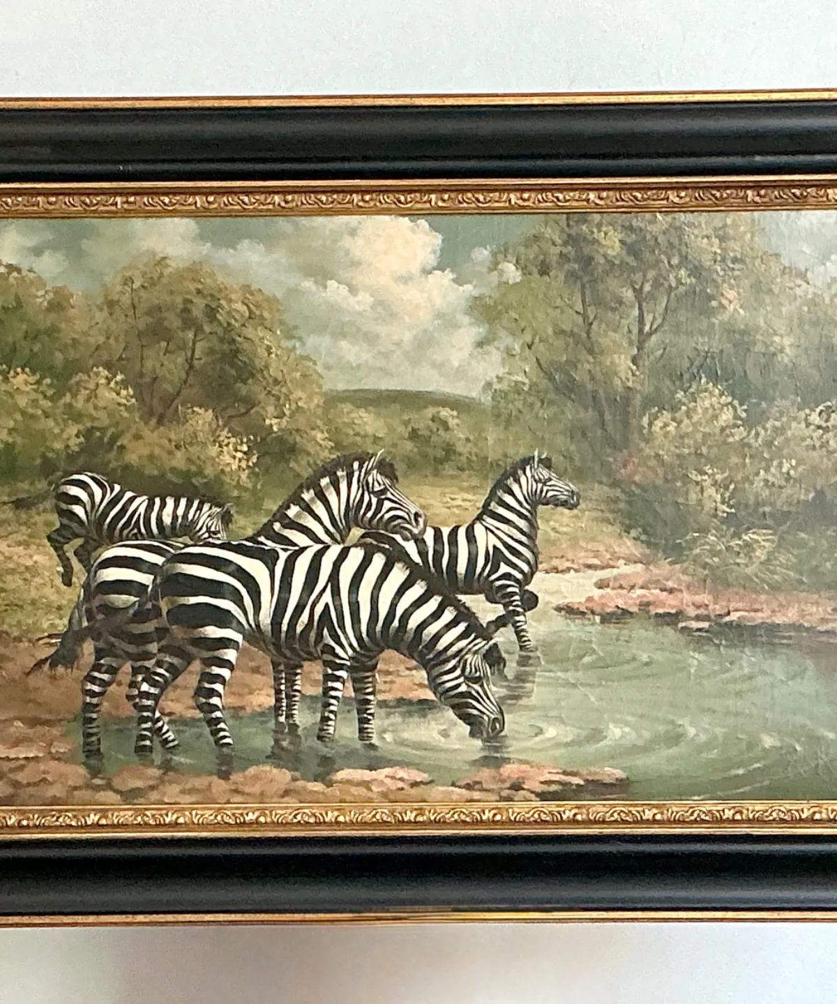 Vintage Zebra Landscape Oil Painting — additional photo 6