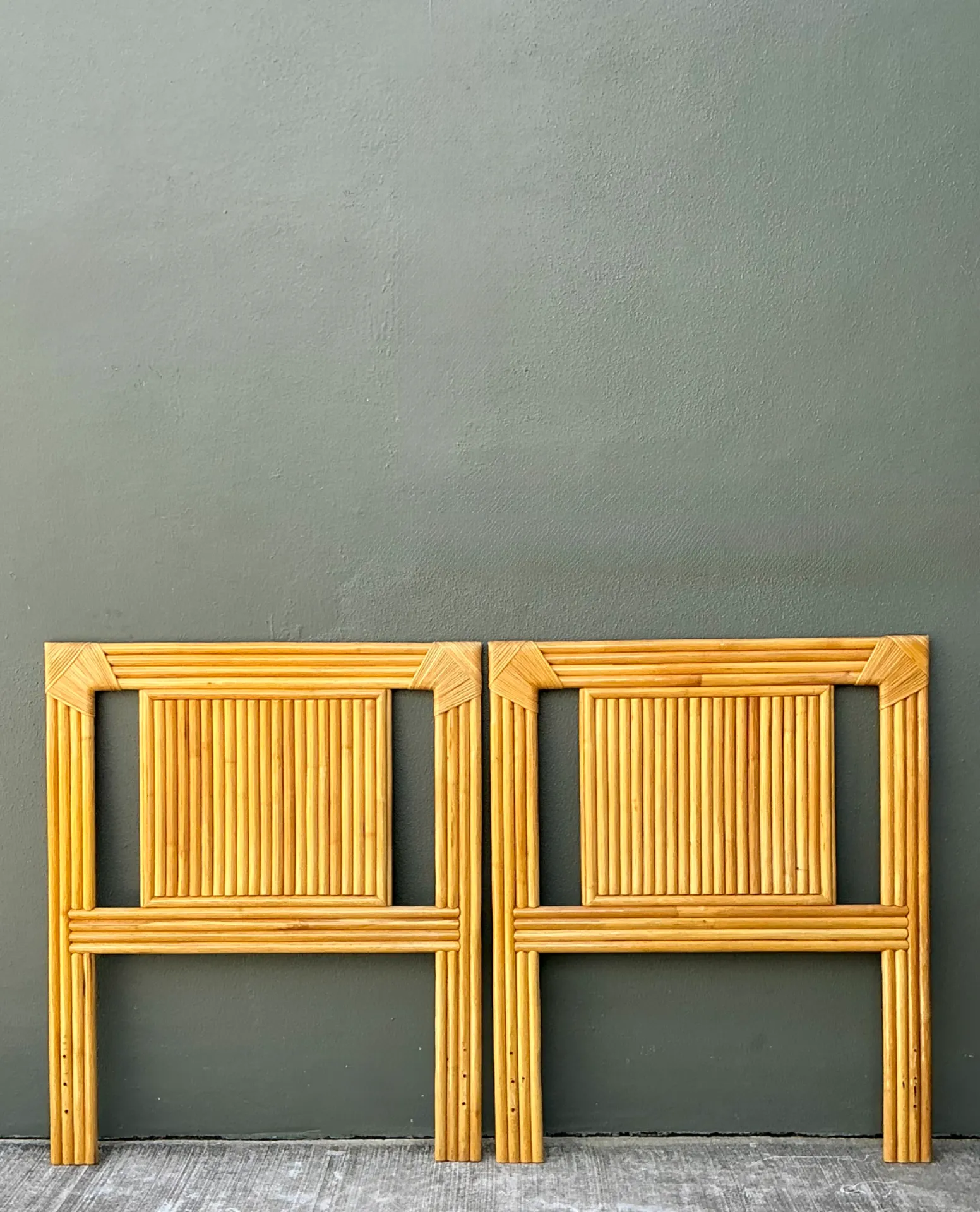 Vintage Wrapped Rattan Twin Headboards - Pair — additional photo 3