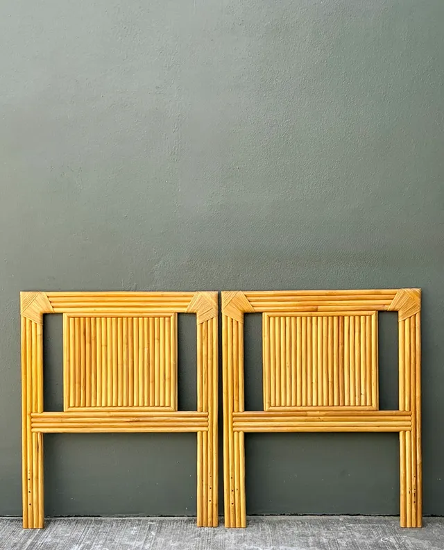 Vintage Wrapped Rattan Twin Headboards - Pair — additional photo 3