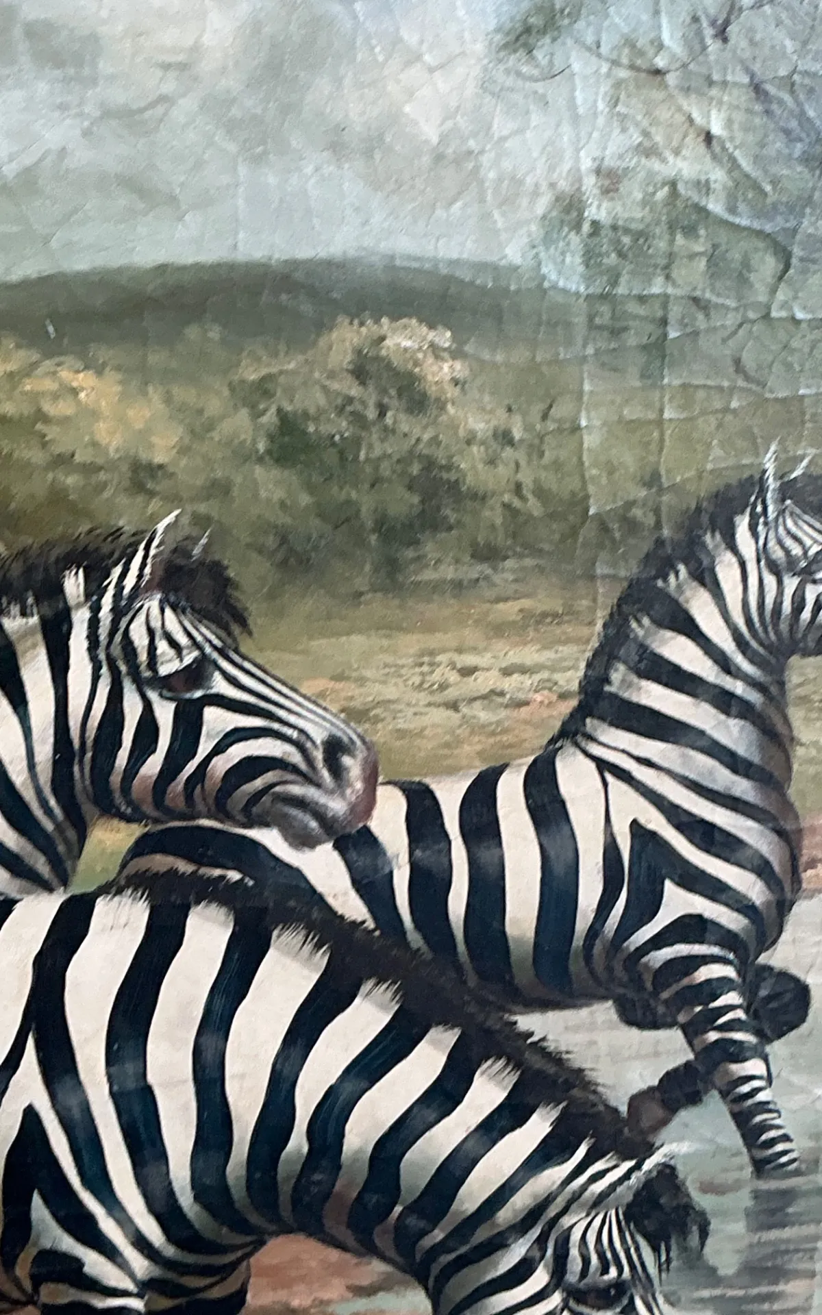 Vintage Zebra Landscape Oil Painting — additional photo 8