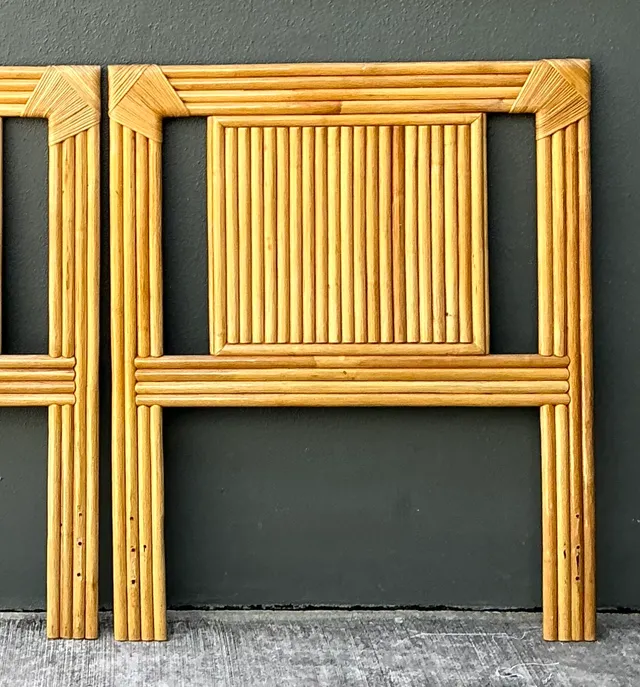 Vintage Wrapped Rattan Twin Headboards - Pair — additional photo 7