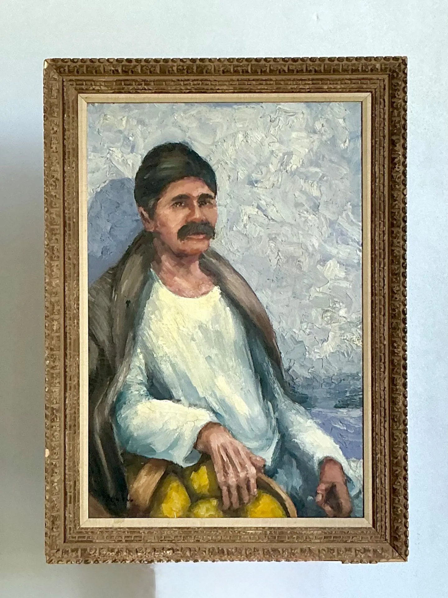 Vintage Expressionist Impasto Portrait in Wood Frame — additional photo 1