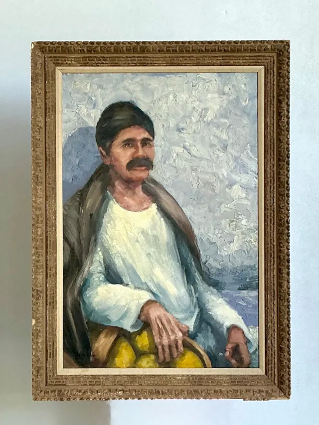 Vintage Expressionist Impasto Portrait in Wood Frame — additional photo 1