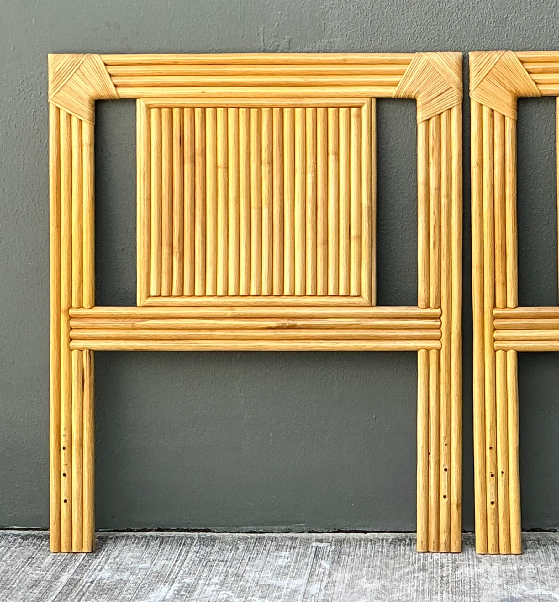 Vintage Wrapped Rattan Twin Headboards - Pair — additional photo 4