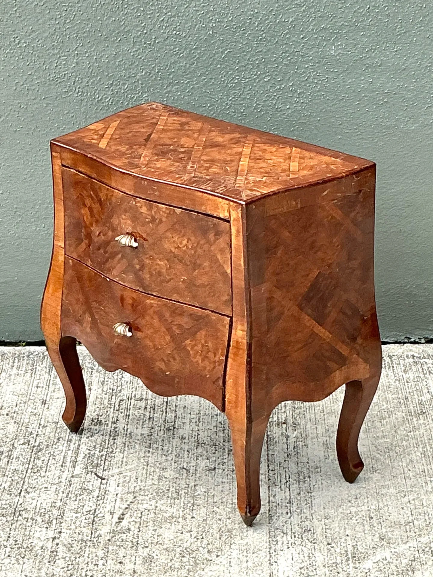Vintage Petite Burl Wood Bombe Chest — additional photo 1
