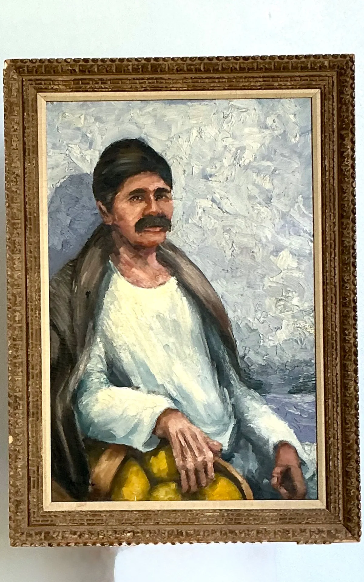 Vintage Expressionist Impasto Portrait in Wood Frame — additional photo 4