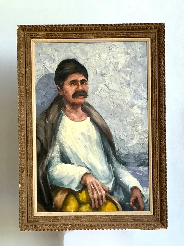 Vintage Expressionist Impasto Portrait in Wood Frame — additional photo 4