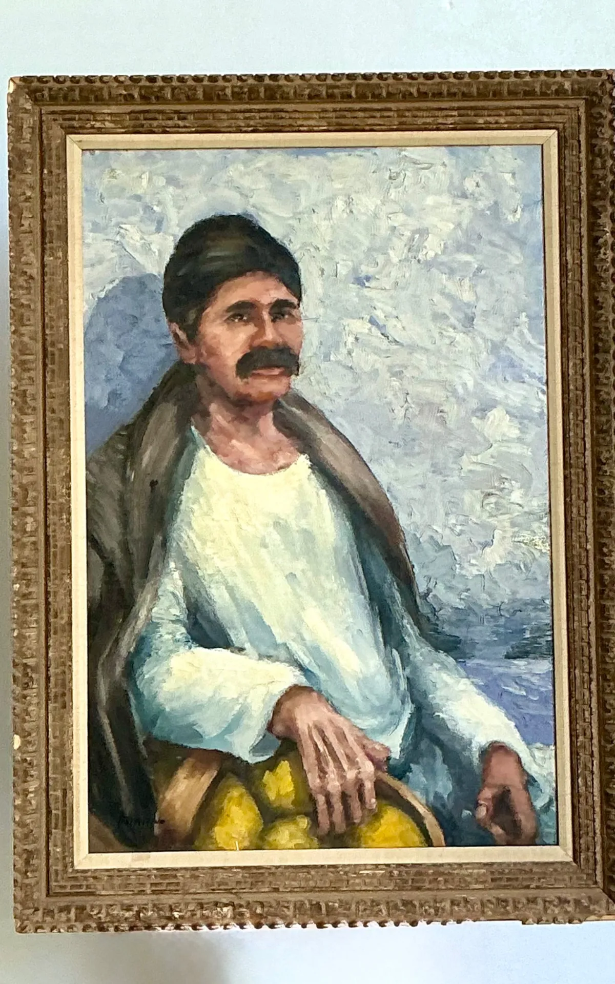 Vintage Expressionist Impasto Portrait in Wood Frame — additional photo 8
