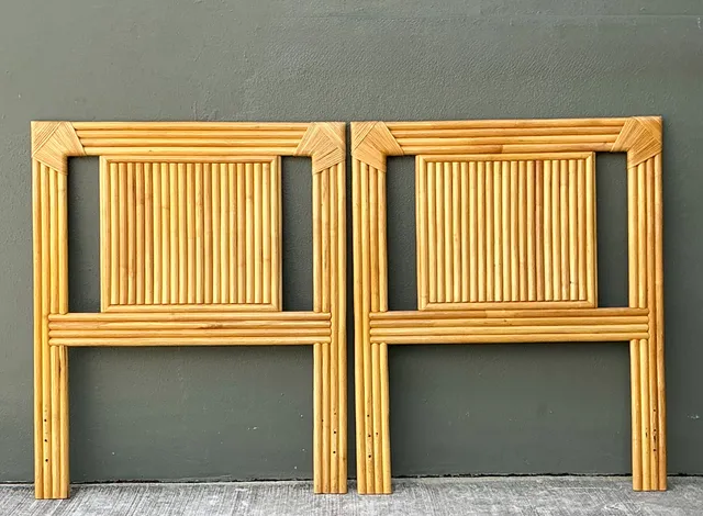 Vintage Wrapped Rattan Twin Headboards - Pair — additional photo 6