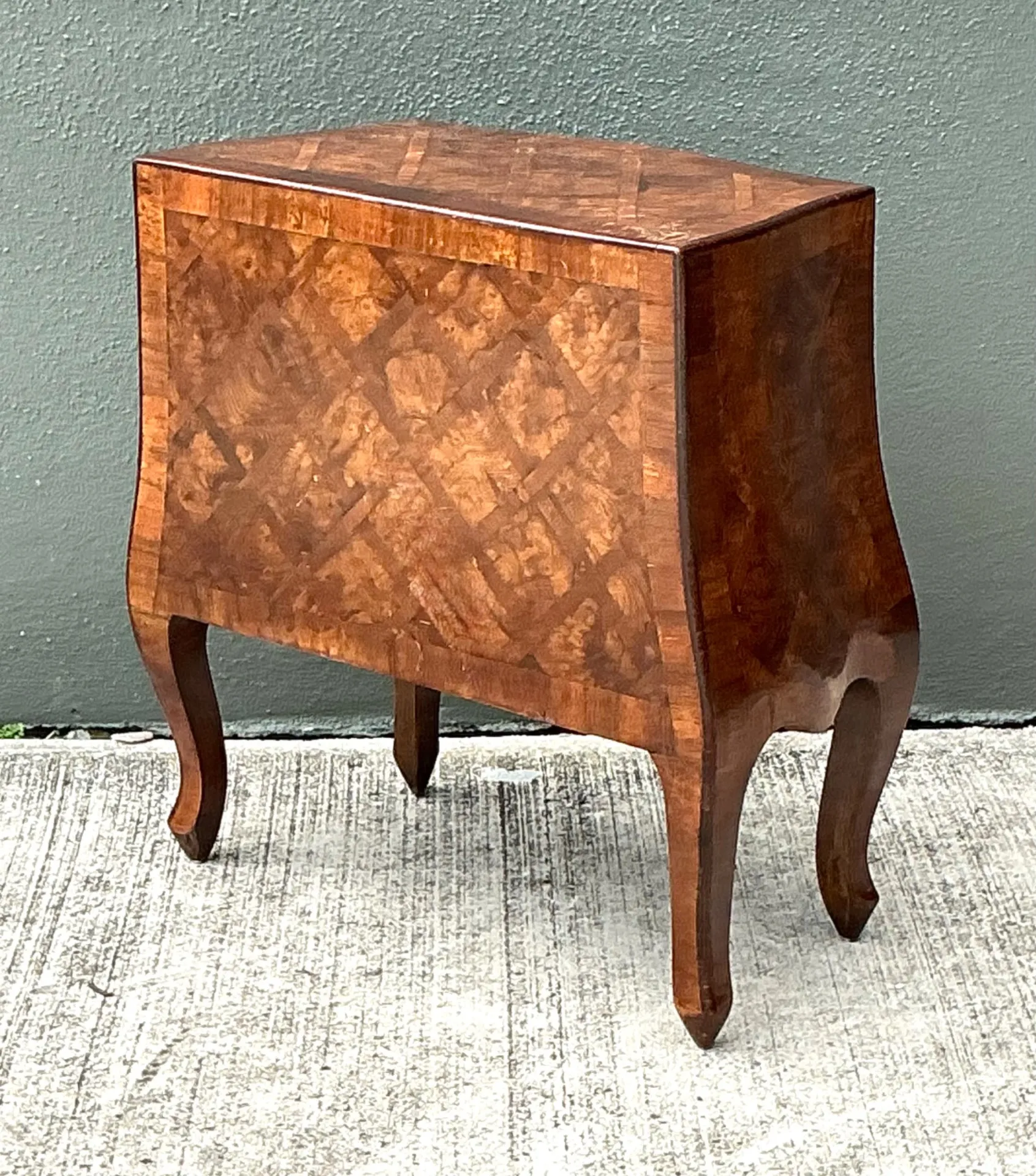 Vintage Petite Burl Wood Bombe Chest — additional photo 7