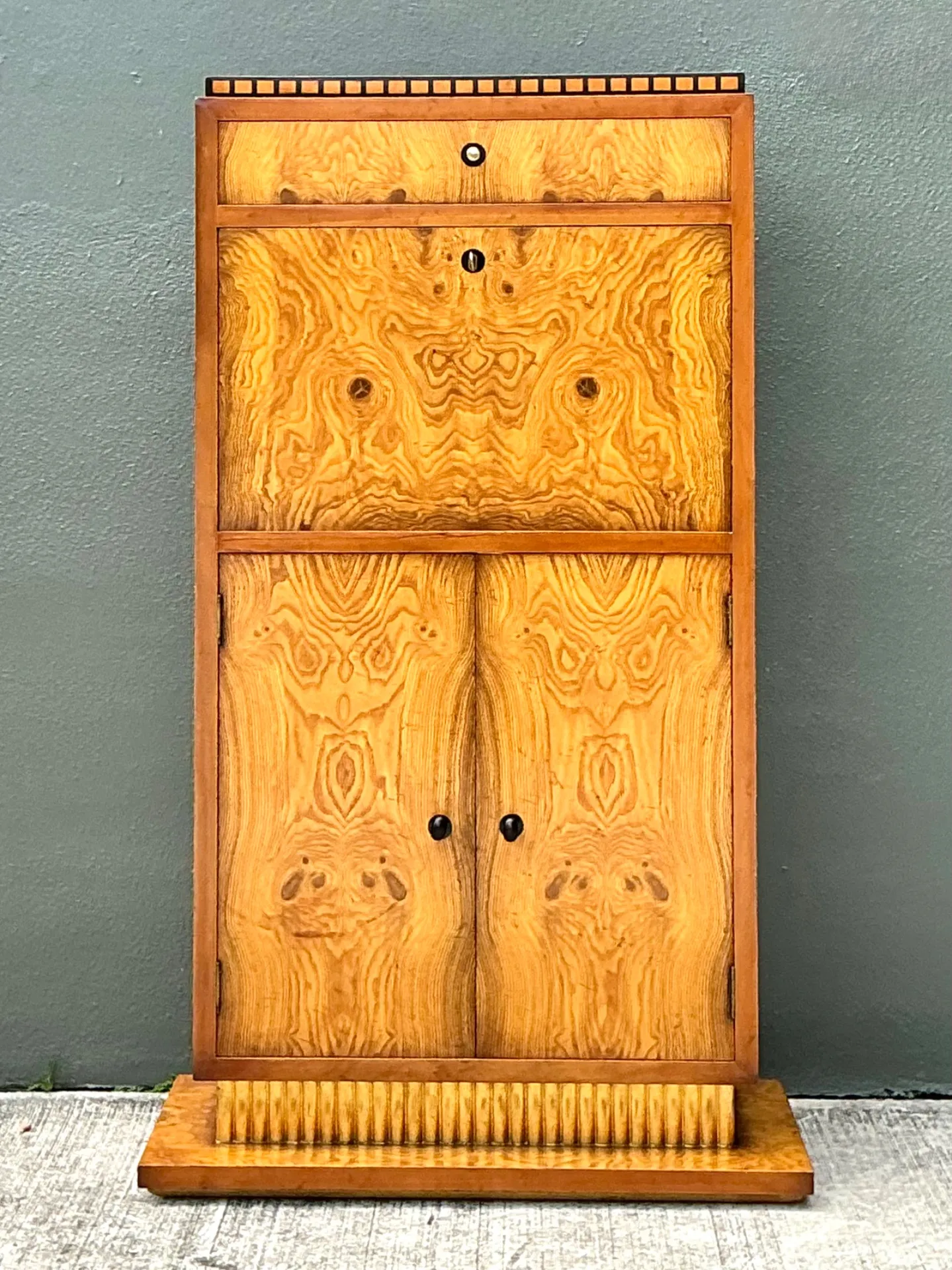 Vintage Art Deco Burlwood Secretaire Cabinet — additional photo 2