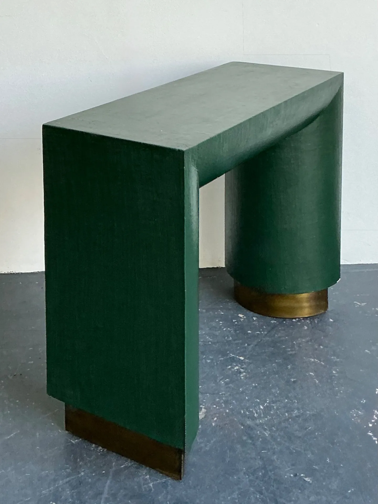 Vintage Green Grasscloth Wrapped Console Table With Mirror — additional photo 8