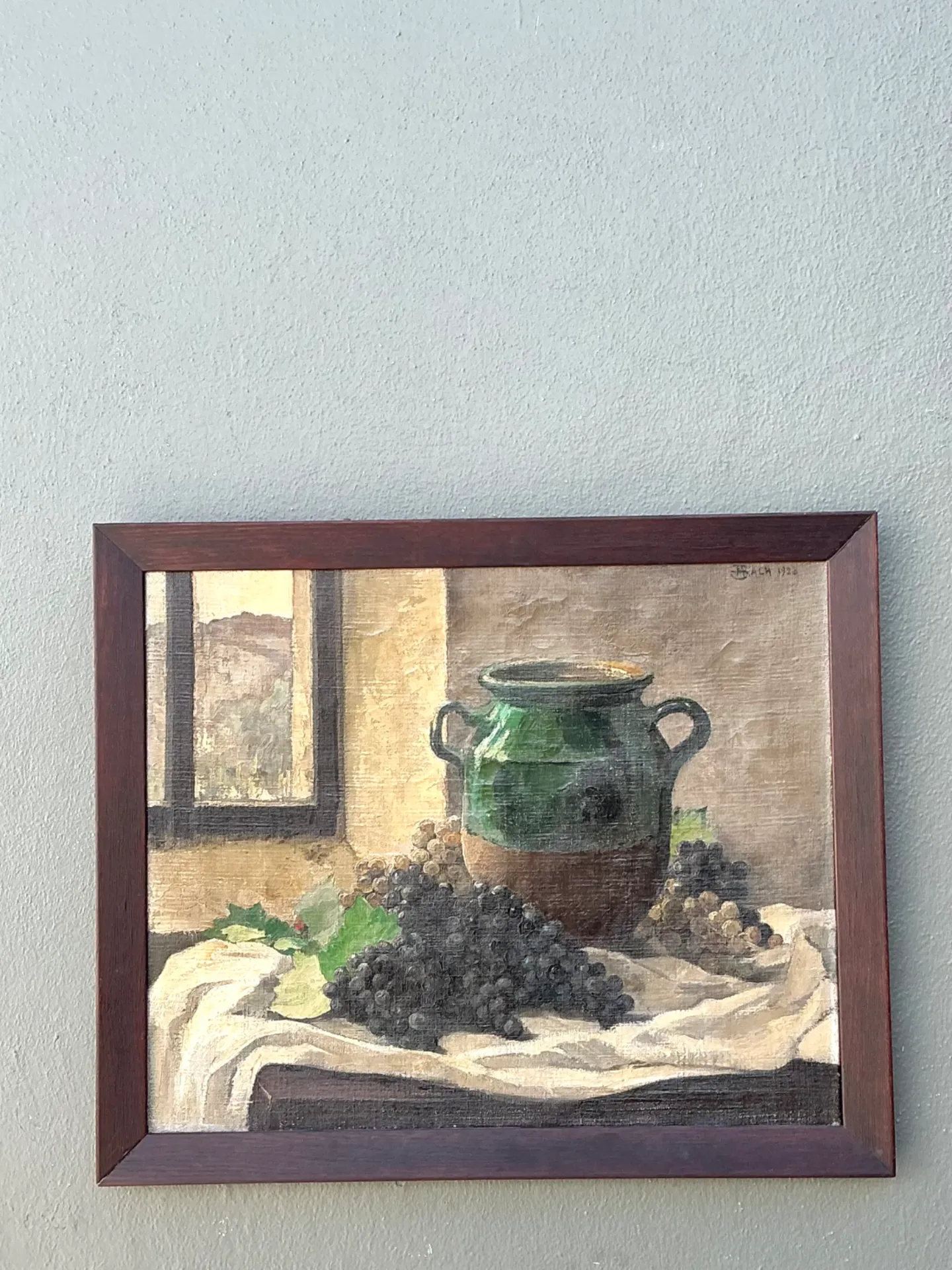 Vintage 1928 Still Life with Green Jug Painting — additional photo 4