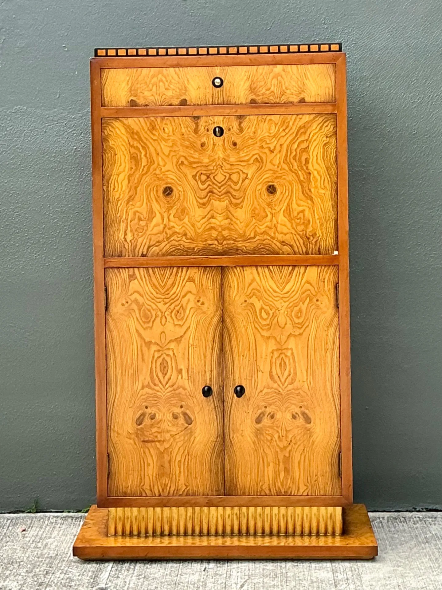 Vintage Art Deco Burlwood Secretaire Cabinet — additional photo 4