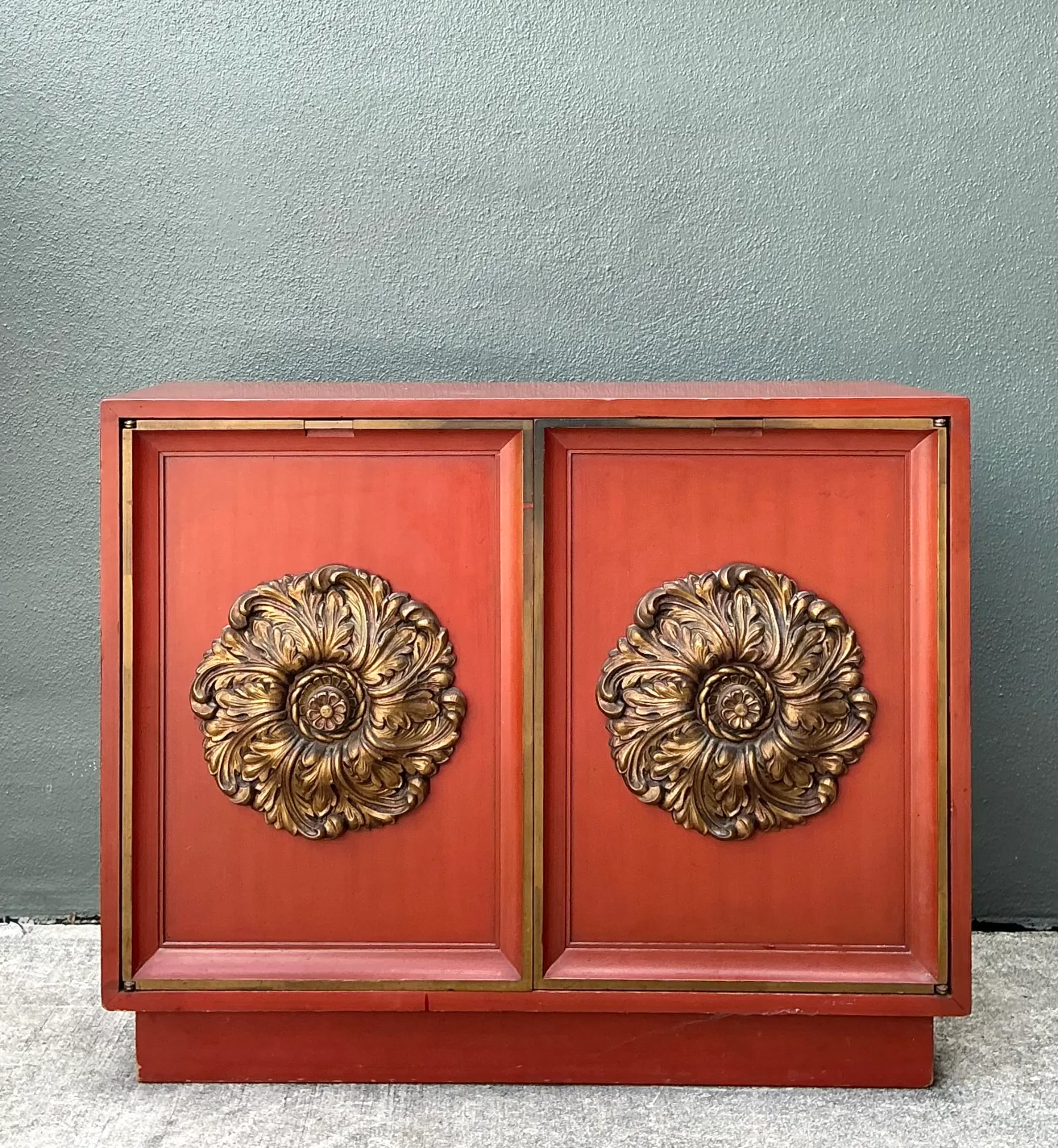 Vintage Lane Red Cabinet with Ornate Medallions — additional photo 8