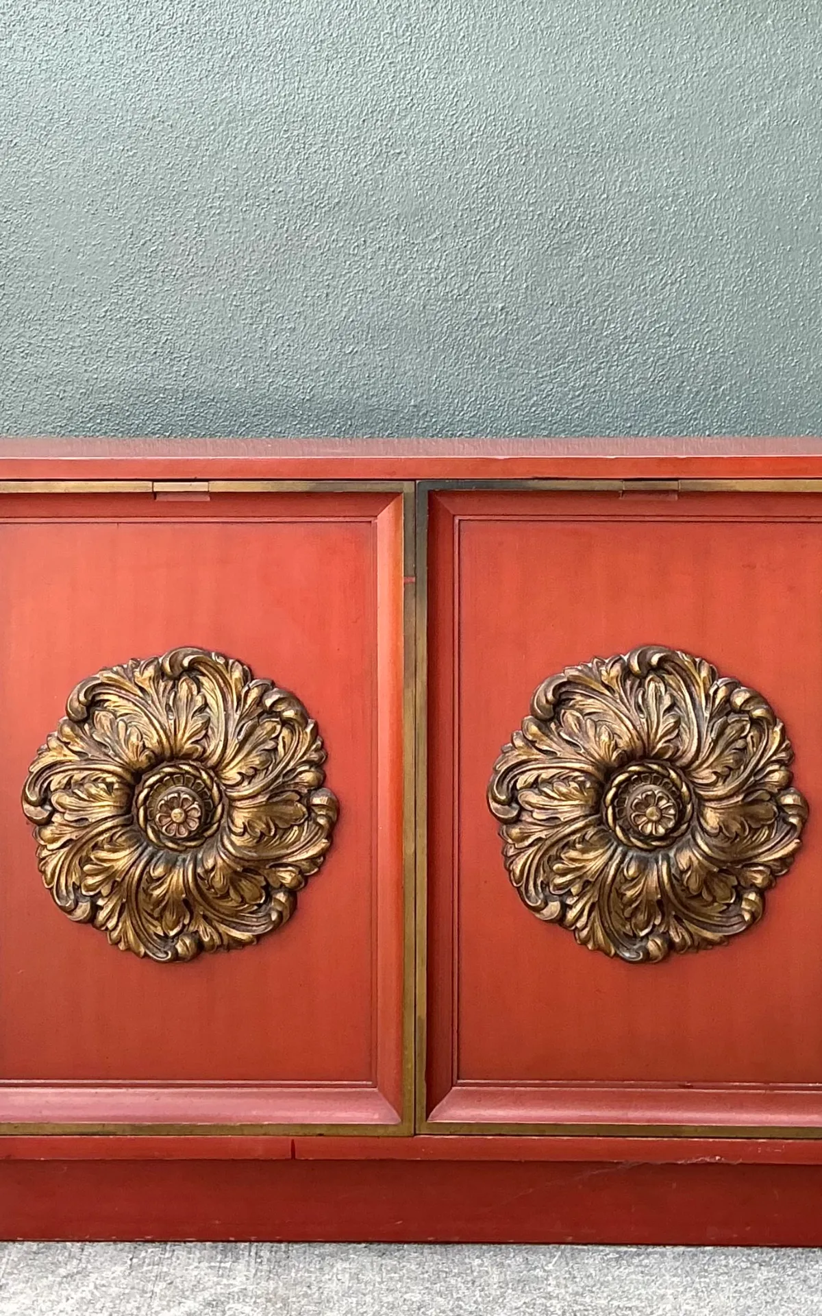 Vintage Lane Red Cabinet with Ornate Medallions — additional photo 8