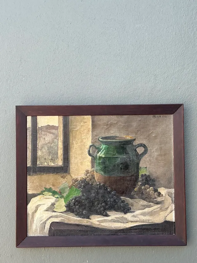 Vintage 1928 Still Life with Green Jug Painting — additional photo 6
